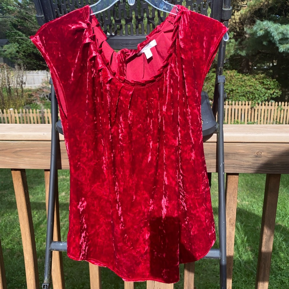 LC Lauren Conrad Velvet Red Top